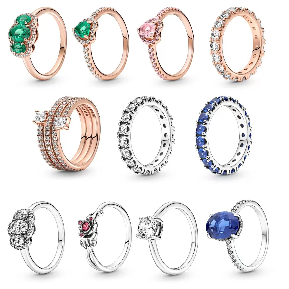 pan Sterling Silver 925 ring Rose Ring New zircon sapphire ring 
pan Sterling Silver 925 ring Rose Ring New zircon sapphire ring