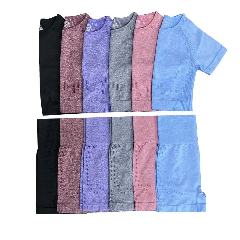 Seamless Women's Short Sleeve High Waist Shorts Sportswear Yoga Suit Seamless Sports Suit Gym Clothing Fitness Short Top Shirt
Seamless Women's Short Sleeve High Waist Shorts Sportswear Yoga Suit Seamless Sports Suit Gym Clothing Fitness Short Top Shirt
