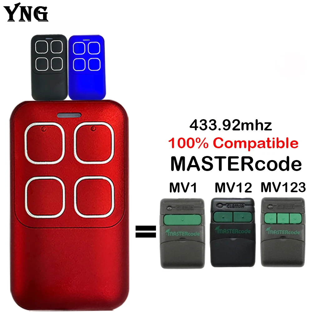 MASTERCODE MV1 MV12 MV123 Remote Control Replacement 433.92mhz MASTERCODE Garage Door Command
MASTERCODE MV1 MV12 MV123 Remote Control Replacement 433.92mhz MASTERCODE Garage Door Command