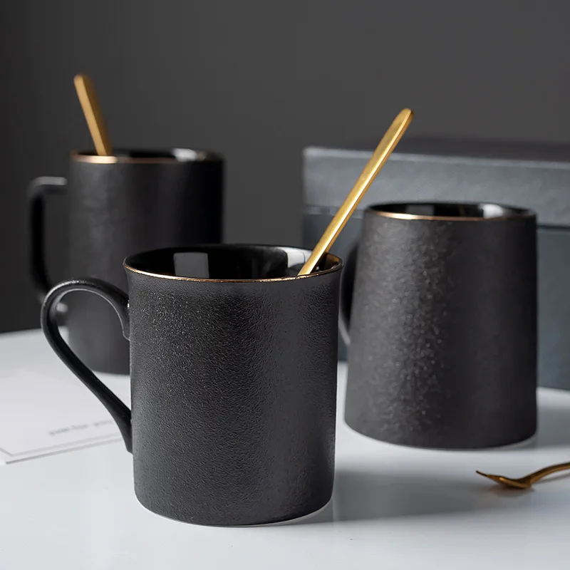

ceramic mug tumblers tazas de ceramica creativas tea tumbler cups coffee milk mugs novelty large vintage home black cup