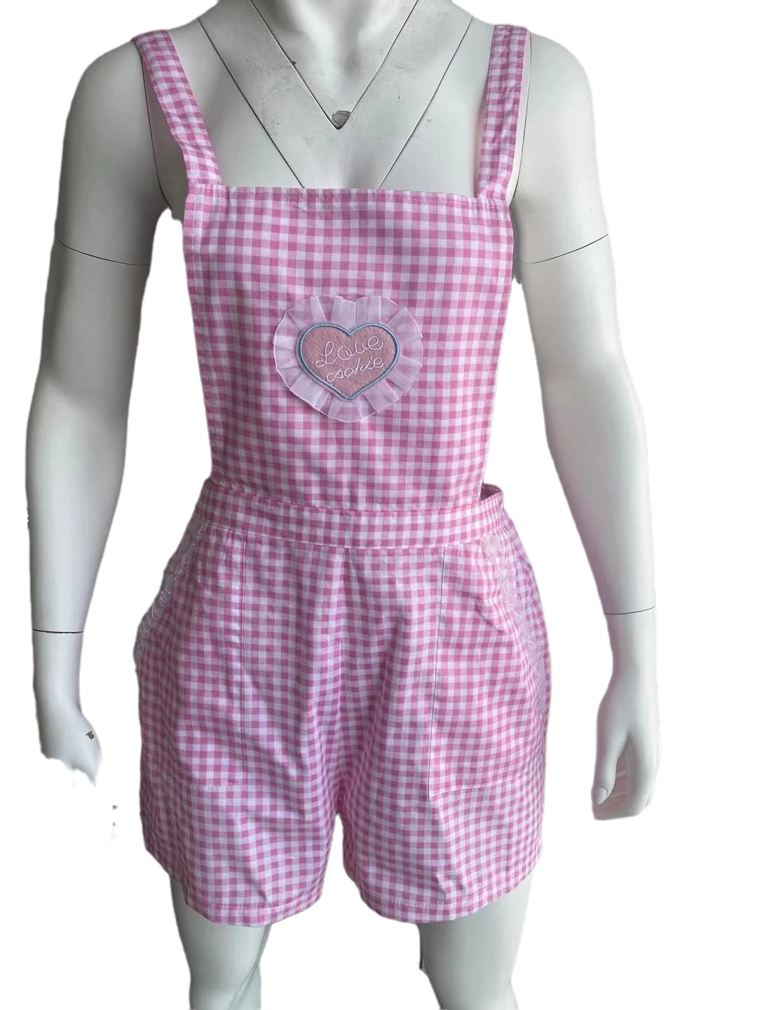 

1 pcs *Adult baby cute clothing baby patch cross check plaid babydoll shorts jumpsuit,BDK01-2