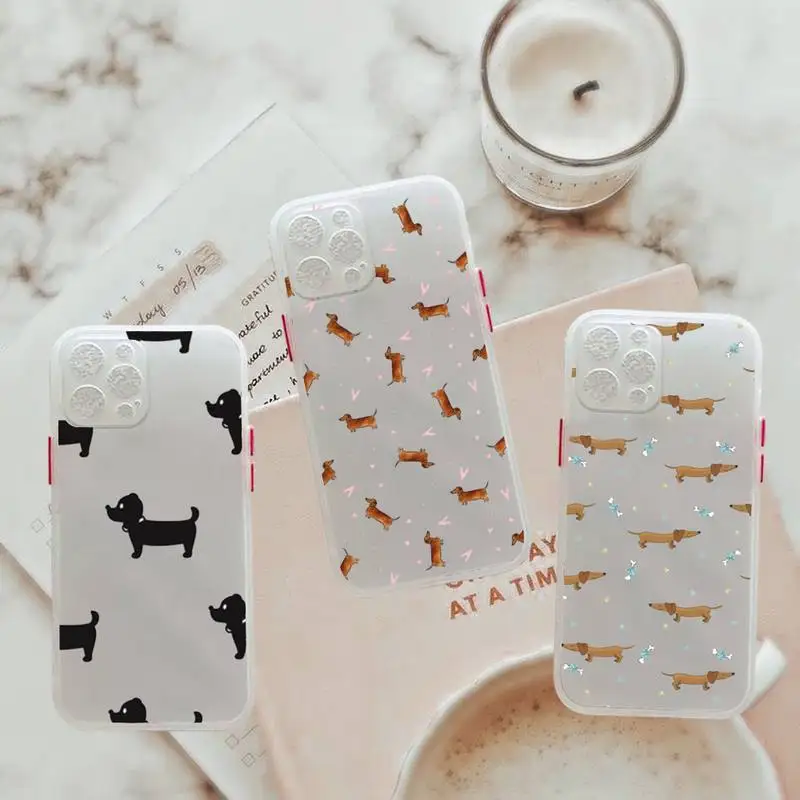 Lovely Dog Cartoons Dachshund Bulldog Phone Case For iPhone 12 11 Mini Pro XR XS Max 7 8 Plus X Matte transparent White Cover
Lovely Dog Cartoons Dachshund Bulldog Phone Case For iPhone 12 11 Mini Pro XR XS Max 7 8 Plus X Matte transparent White Cover
