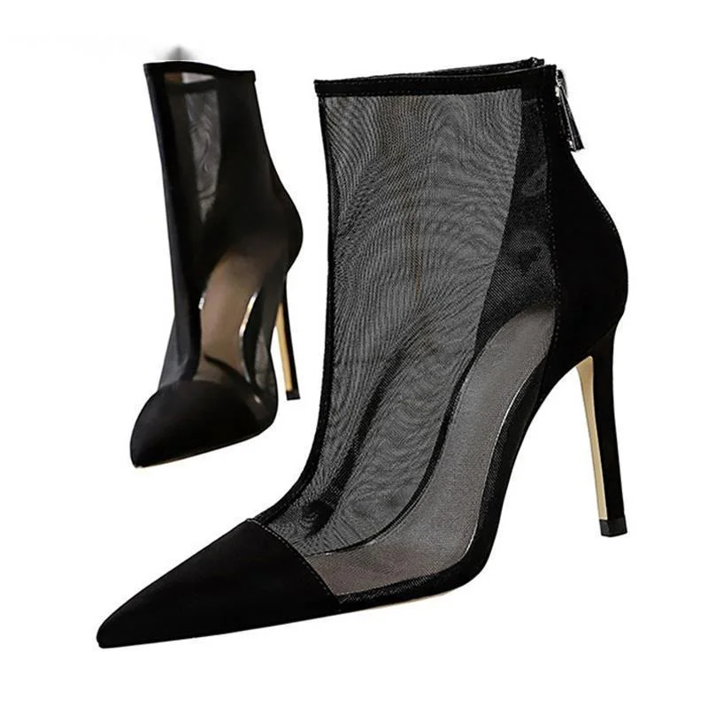 Sexy Mesh Ankle Boots Women Pointed Toe Stiletto Heels Summer Fashion Zip Ladies Party Shoes Booties Femmle Plus Size 34-40
Sexy Mesh Ankle Boots Women Pointed Toe Stiletto Heels Summer Fashion Zip Ladies Party Shoes Booties Femmle Plus Size 34-40