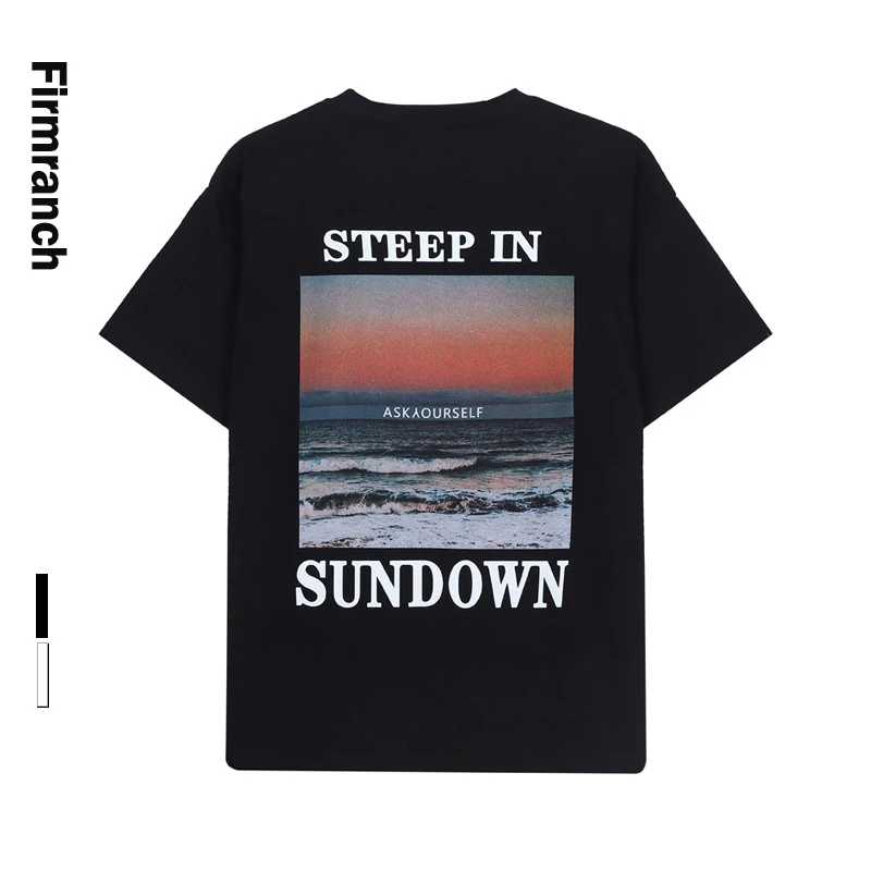 Firmranch Tees For Men/Women Ins Retro Seaside Sundown Print Black Short Sleeve White BF Style Causal European T-shirt
Firmranch Tees For Men/Women Ins Retro Seaside Sundown Print Black Short Sleeve White BF Style Causal European T-shirt