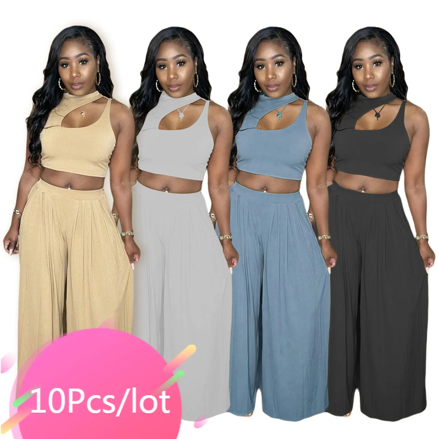 Bulk Items Wholesale Lots Summer Women Clothing Two Piece Set Hollow Out Sleeveless Crop Tops Loose Long Pants Casual Streetwear
Bulk Items Wholesale Lots Summer Women Clothing Two Piece Set Hollow Out Sleeveless Crop Tops Loose Long Pants Casual Streetwear