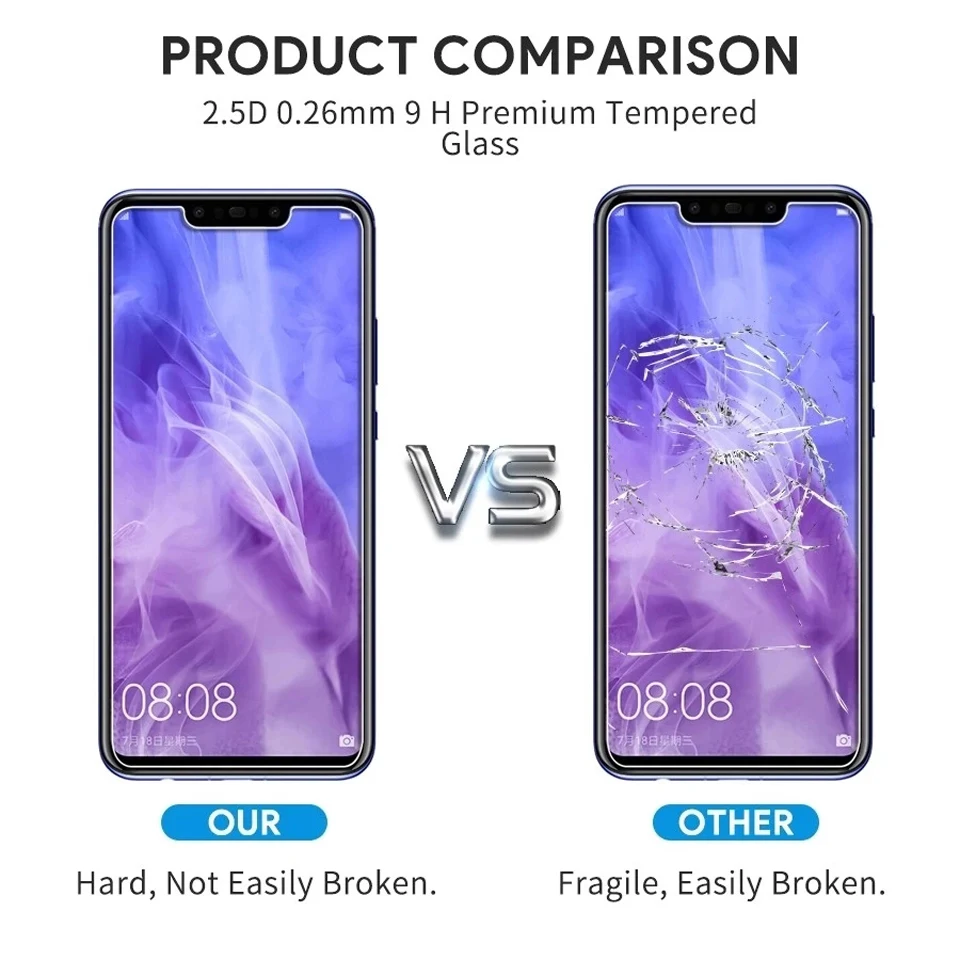 2 шт. закаленное стекло для защиты экрана Huawei Y9 Y7 Y6 Y5 Y3 Prime Pro Lite 2017 2018