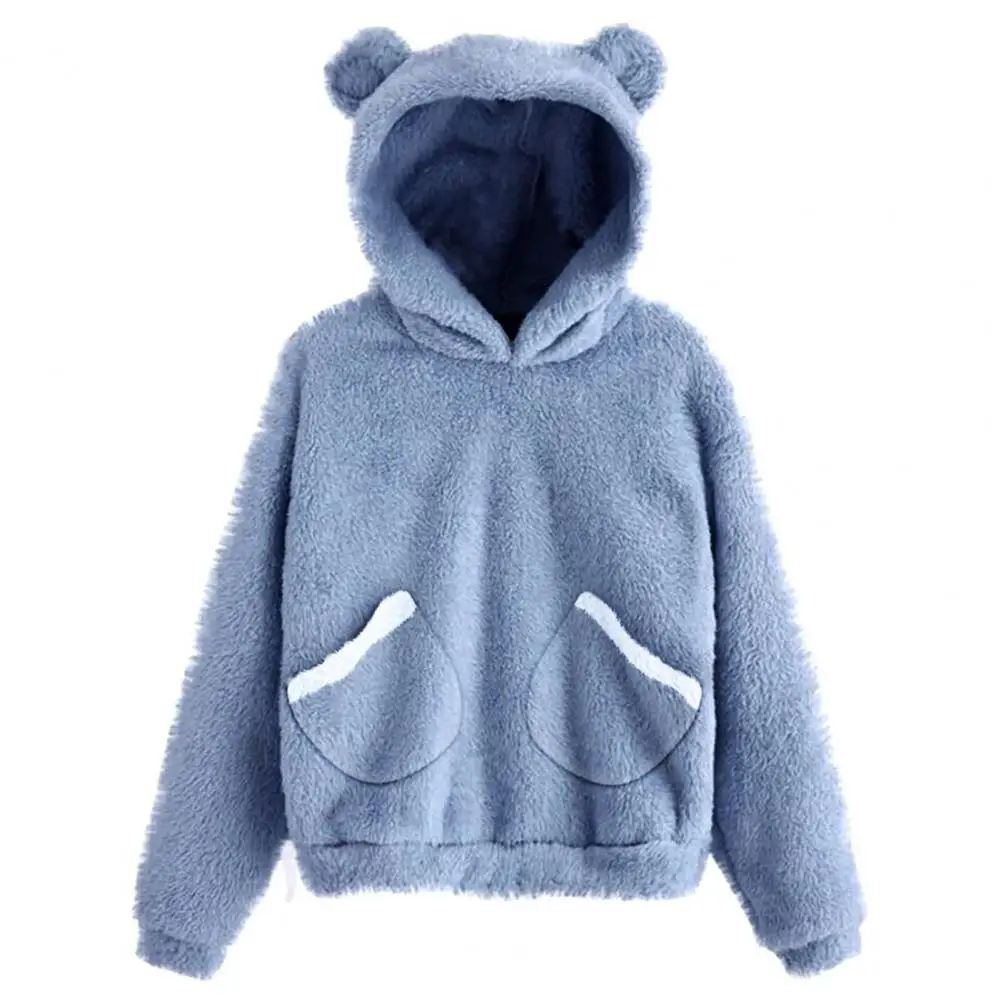 Women Hoodie Ear Pockets Autumn Winter Solid Color Long Sleeve Hooded Coat Sweatshirt Streetwear
Women Hoodie Ear Pockets Autumn Winter Solid Color Long Sleeve Hooded Coat Sweatshirt Streetwear