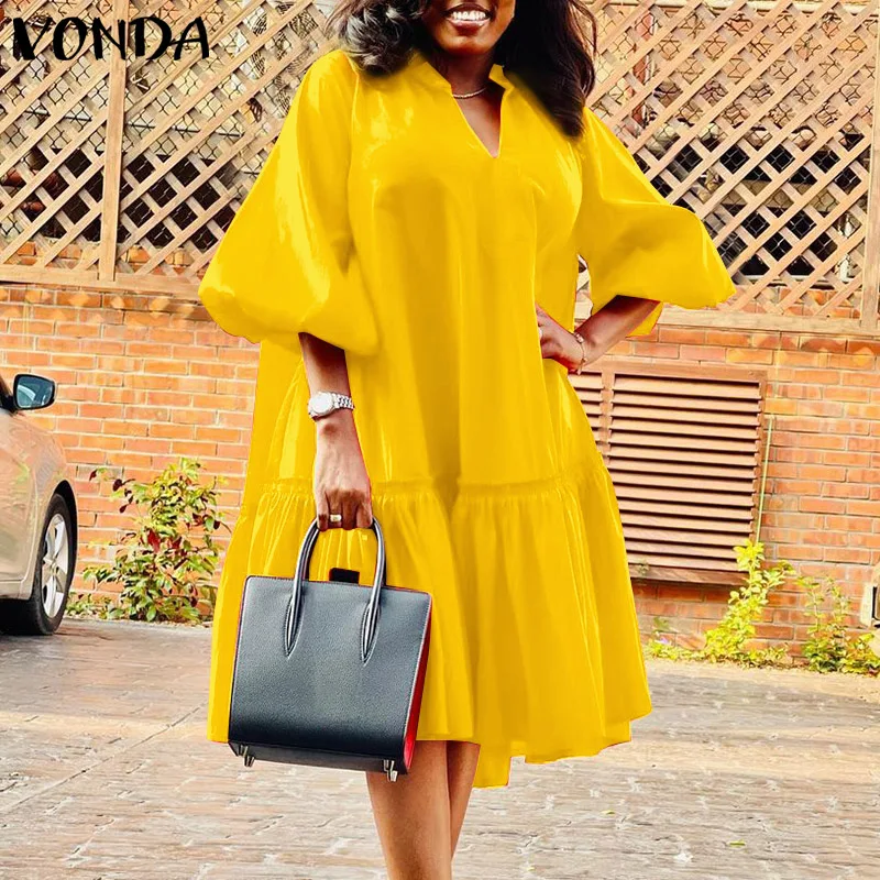 VONDA 2022 Women Dress Ladies Sexy V Neck Short Lantern Sleeve Holiday Party Dresses Femme Solid Color Bohemian Vestido Oversize
VONDA 2022 Women Dress Ladies Sexy V Neck Short Lantern Sleeve Holiday Party Dresses Femme Solid Color Bohemian Vestido Oversize