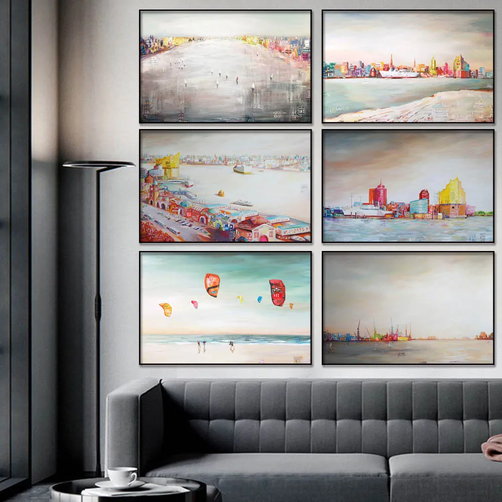Nordic abstract art wharf landscape canvas painting ship seaside town poster office living room corridor home decoration mural
Nordic abstract art wharf landscape canvas painting ship seaside town poster office living room corridor home decoration mural
