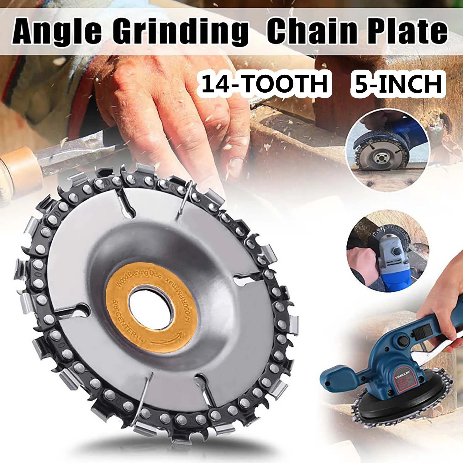 Grinder Chain Disc Wood Carving Disc 5 Inch For 125mm Angle Grinder 14 Tooth Woodworking Steel Cutting Tools Disque De Broyeur#W
Grinder Chain Disc Wood Carving Disc 5 Inch For 125mm Angle Grinder 14 Tooth Woodworking Steel Cutting Tools Disque De Broyeur#W