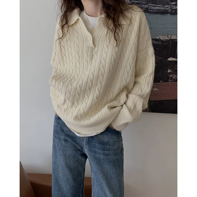 polo collar twist sweater female 2021 autumn winter Korean soft lazy wind Pullover Knitted Top m5452
polo collar twist sweater female 2021 autumn winter Korean soft lazy wind Pullover Knitted Top m5452