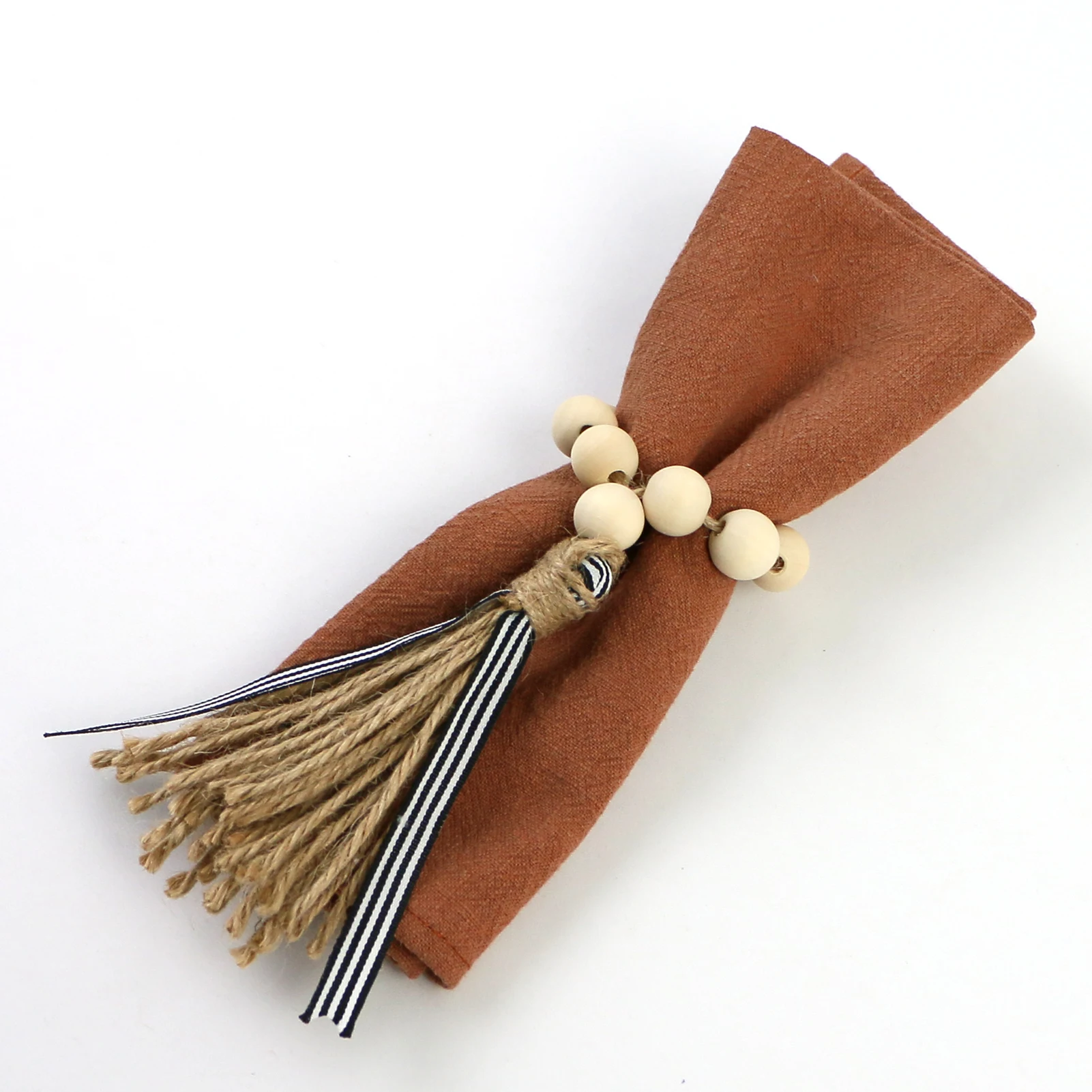 Dinner Napkin Rings Garland Wood Bead Brown and White Strip Tassel Napkin Holder Farmhouse Wall Hanging Wedding Decor Set of 4
Dinner Napkin Rings Garland Wood Bead Brown and White Strip Tassel Napkin Holder Farmhouse Wall Hanging Wedding Decor Set of 4