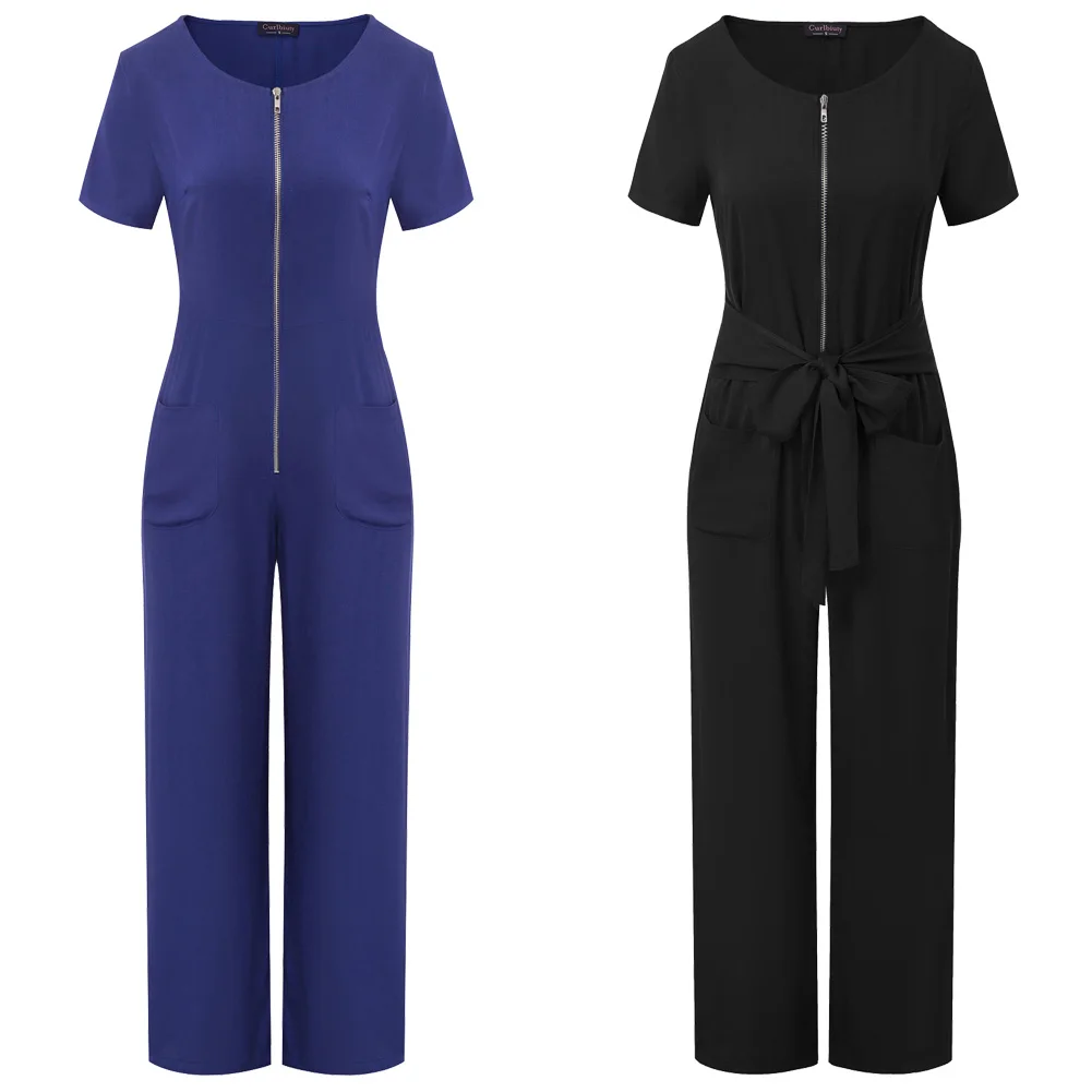casual jumpsuits Women slim Zip-Up Jumpsuit summer pure color Short Sleeve Crew Neck pockets Bet Decorated Comfy Rayon romper
casual jumpsuits Women slim Zip-Up Jumpsuit summer pure color Short Sleeve Crew Neck pockets Bet Decorated Comfy Rayon romper