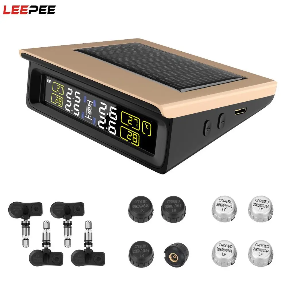 Solar Power LCD Display TPMS Tyre Pressure Monitoring System with 4 Internal/External Sensor PSI/BAR Mode Replaceable Battery
Solar Power LCD Display TPMS Tyre Pressure Monitoring System with 4 Internal/External Sensor PSI/BAR Mode Replaceable Battery