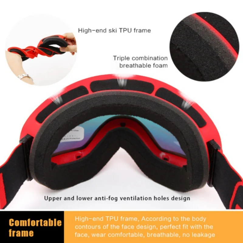 Ski Goggles Anti-fog Big Glasses Snow Snowmobile Man Women Skiing Double Layers UV400 Anti-fog Snowboard
Ski Goggles Anti-fog Big Glasses Snow Snowmobile Man Women Skiing Double Layers UV400 Anti-fog Snowboard