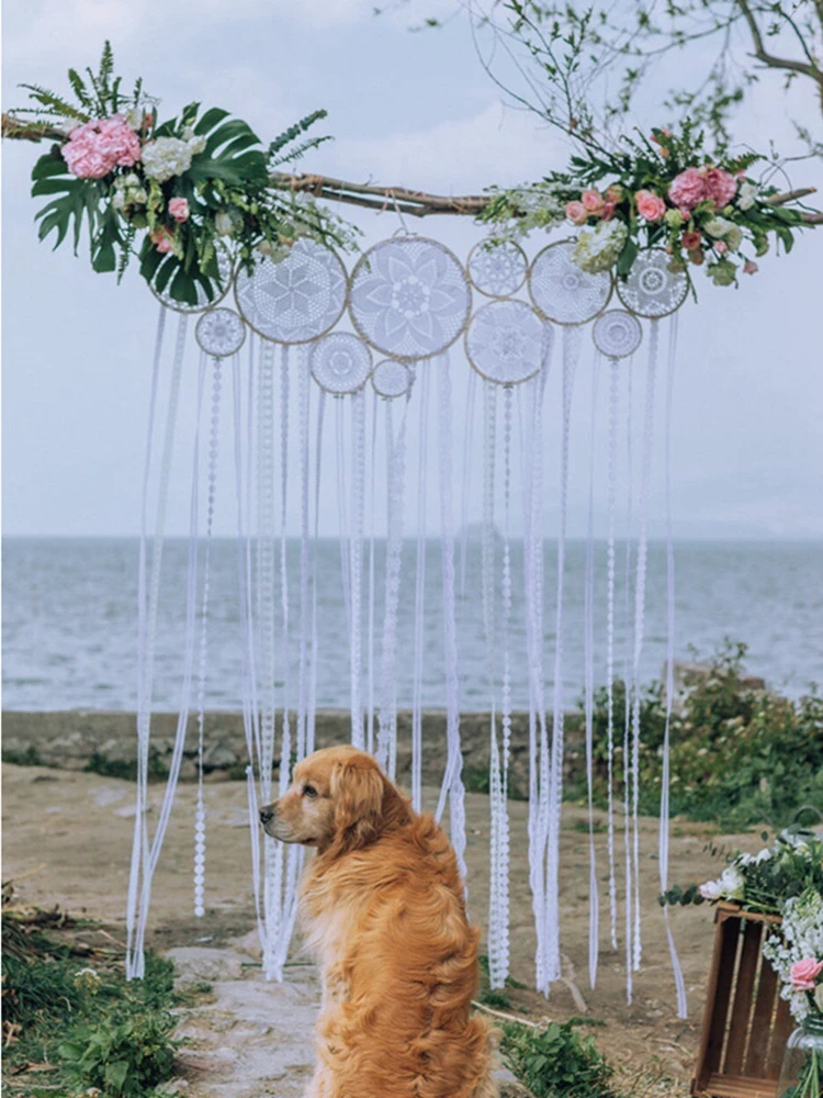 DIY tapestry wall hanging Handmade Cotton Lace Dreamcatcher macrame White Sweet Wedding Background Decoration original design
DIY tapestry wall hanging Handmade Cotton Lace Dreamcatcher macrame White Sweet Wedding Background Decoration original design