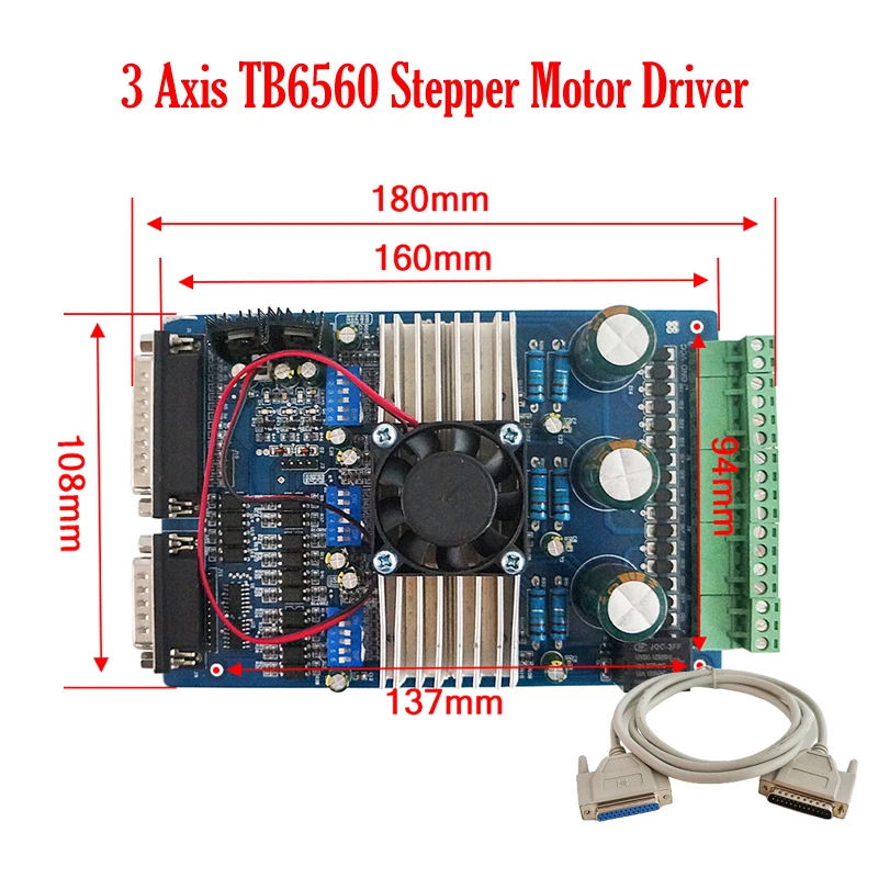 

TB6560 Stepper Motor Drive 3 Axis Engraving Machine Drive CNC Mach3 Driver Controller Board 3.5A for DIY
