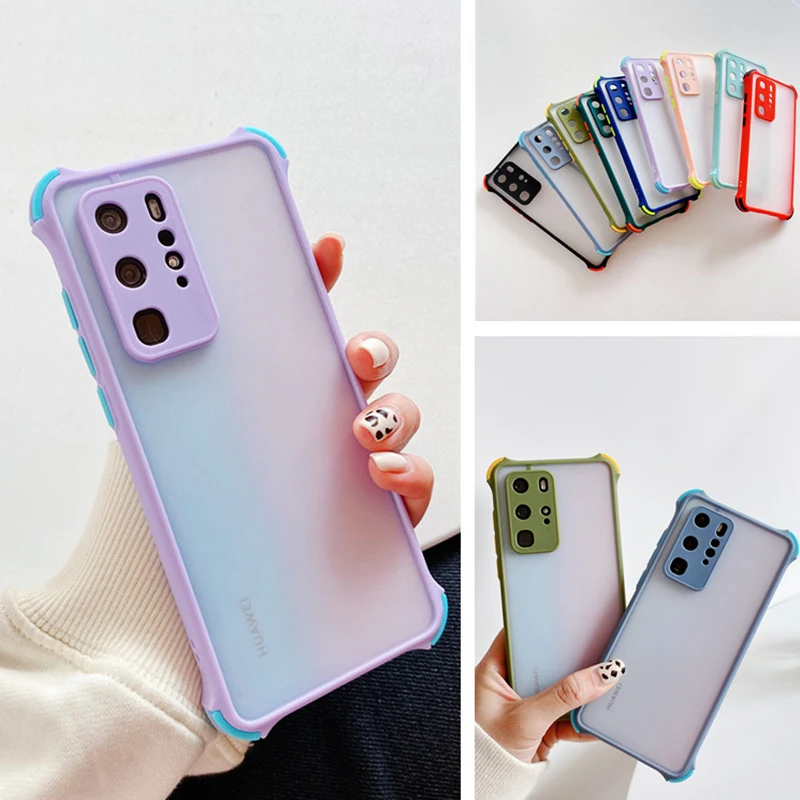 Противоударный чехол для телефона Huawei P30 P50 P40 Lite E Mate 40 30 P Smart 2021 Nova 8 7 6 5 5T SE Pro простой матовый прозрачный