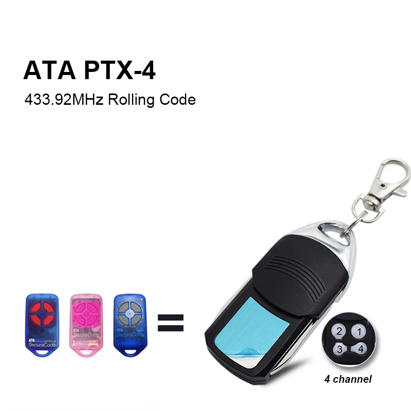 

ATA PTX-4 433.92MHz Garage Door Remote Control PTX4 GDO-4v3 GDO-6v1 Rolling Code Gate Opener 433mhz