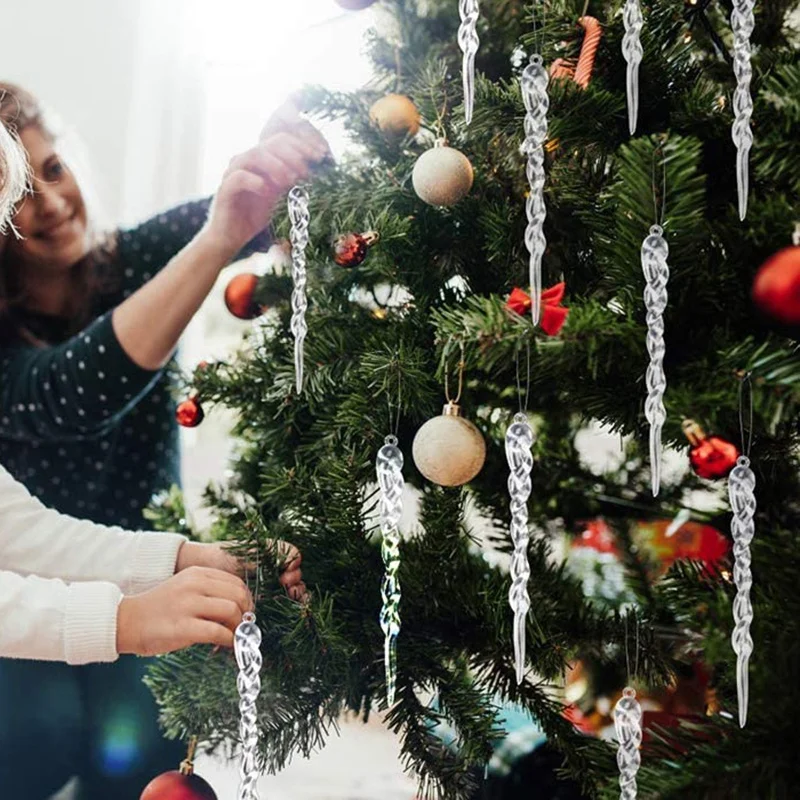 Xmas Icicle Ornaments, 24Pcs 5.12 Inch Christmas Tree Decorations Icicle for Holiday Hanging Wedding Decorations
Xmas Icicle Ornaments, 24Pcs 5.12 Inch Christmas Tree Decorations Icicle for Holiday Hanging Wedding Decorations