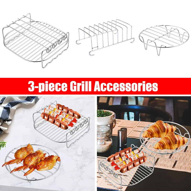 Air Fryer Accessories Air Fryer Rack Set of 3 Multi-purpose 7 Inch Double Layer Rack Metal Holder for Kitchen Tools TN88
Air Fryer Accessories Air Fryer Rack Set of 3 Multi-purpose 7 Inch Double Layer Rack Metal Holder for Kitchen Tools TN88