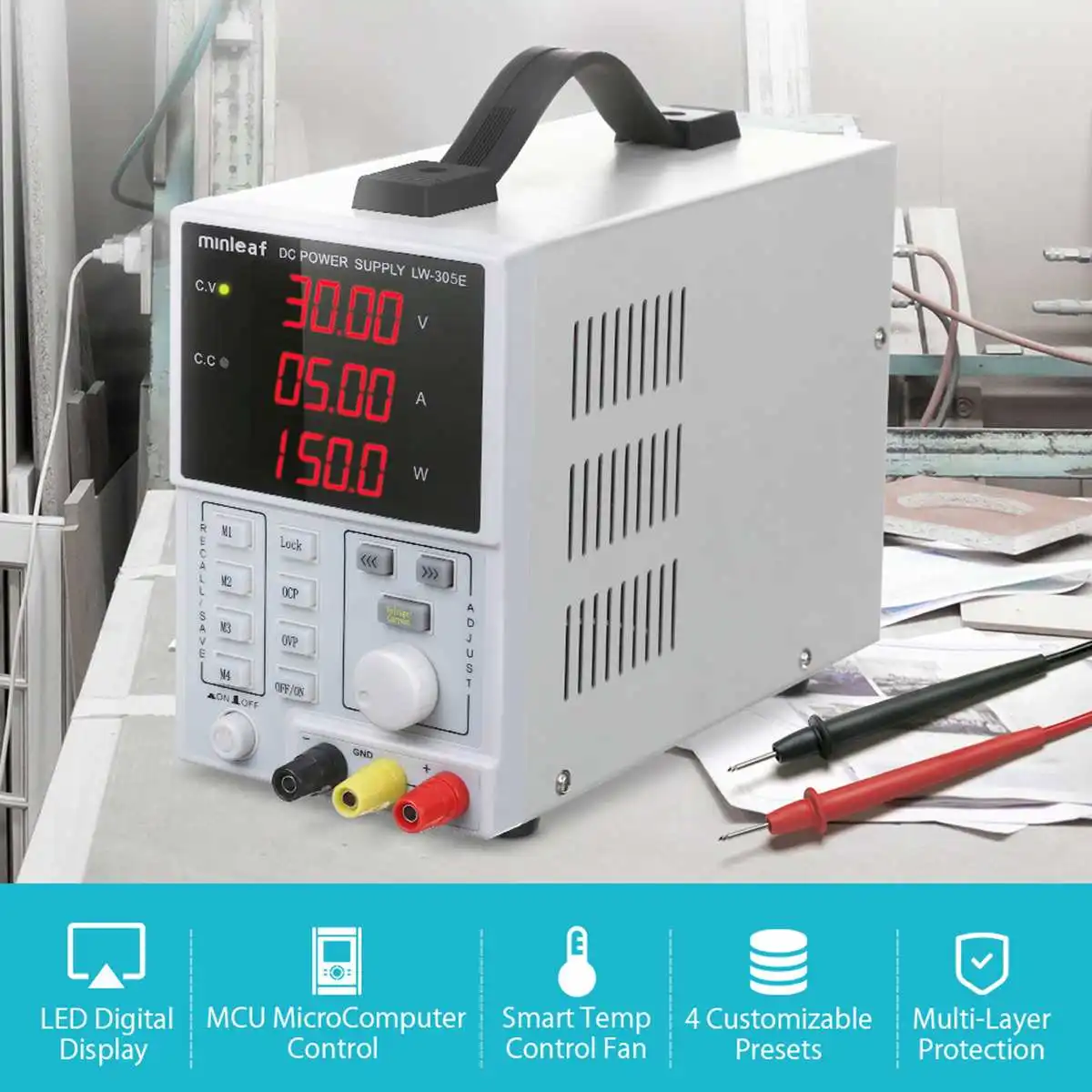 3005E High Precision DC Regulated Power Supply 30V 5A LED Digital Display Lab Bench Power Source RS485 Interface MODBUS Support
3005E High Precision DC Regulated Power Supply 30V 5A LED Digital Display Lab Bench Power Source RS485 Interface MODBUS Support