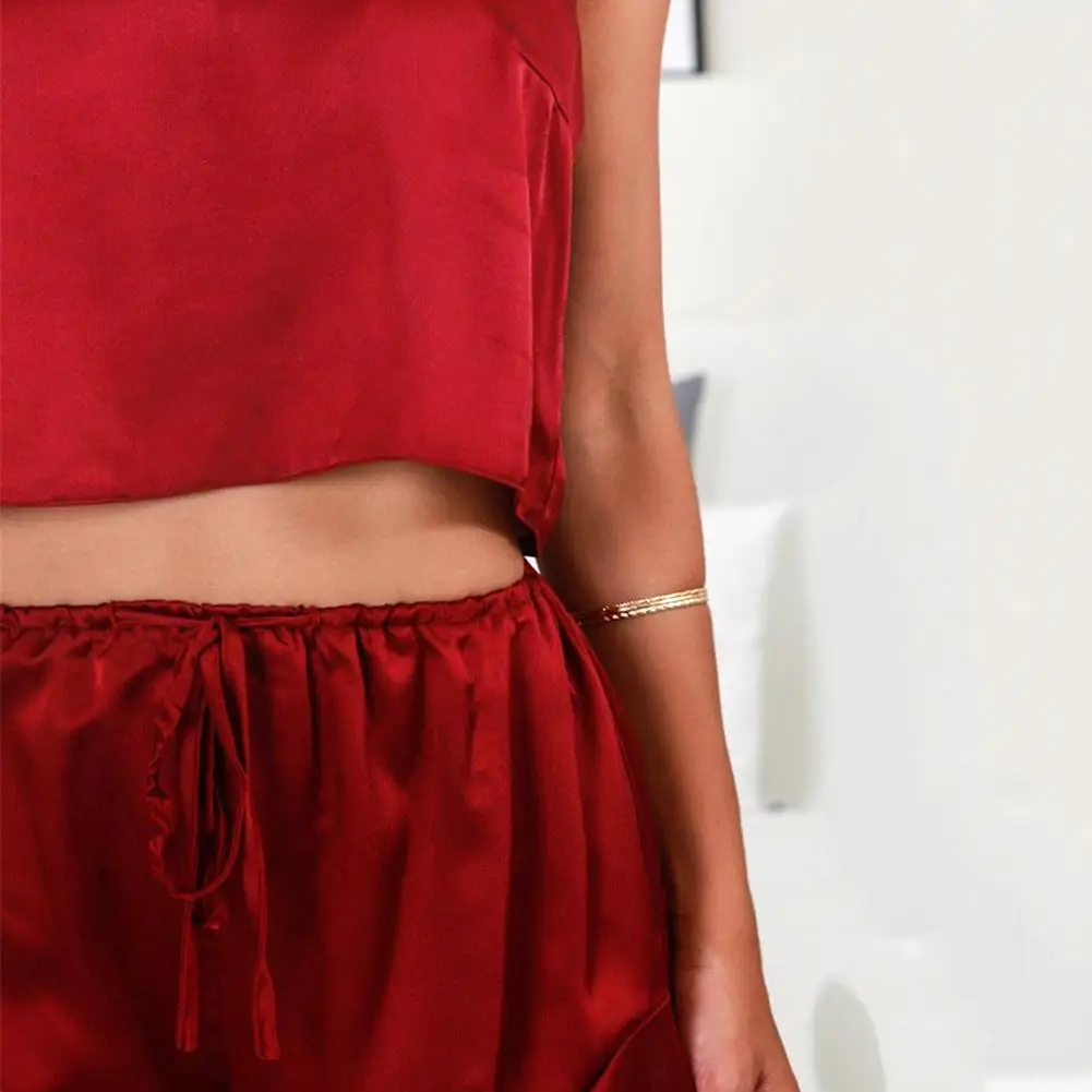 Women Summer Camisole Shorts Pajama Sets Female Sexy Sleevless Crop Vest+Elastic Waist Short Pants Sleepwear 2pcs Home Wear 
Women Summer Camisole Shorts Pajama Sets Female Sexy Sleevless Crop Vest+Elastic Waist Short Pants Sleepwear 2pcs Home Wear