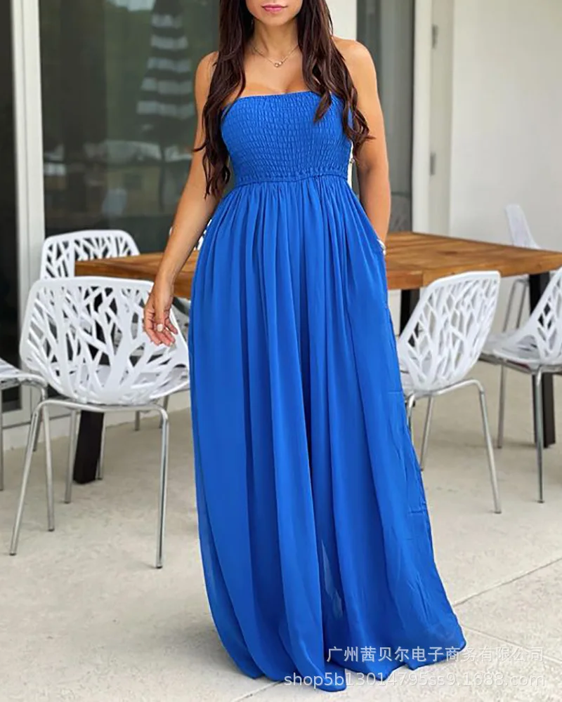 2021 Модные женские новые синие облегающие груди сиамские брюки
2021 Модные женские новые синие облегающие груди сиамские брюки