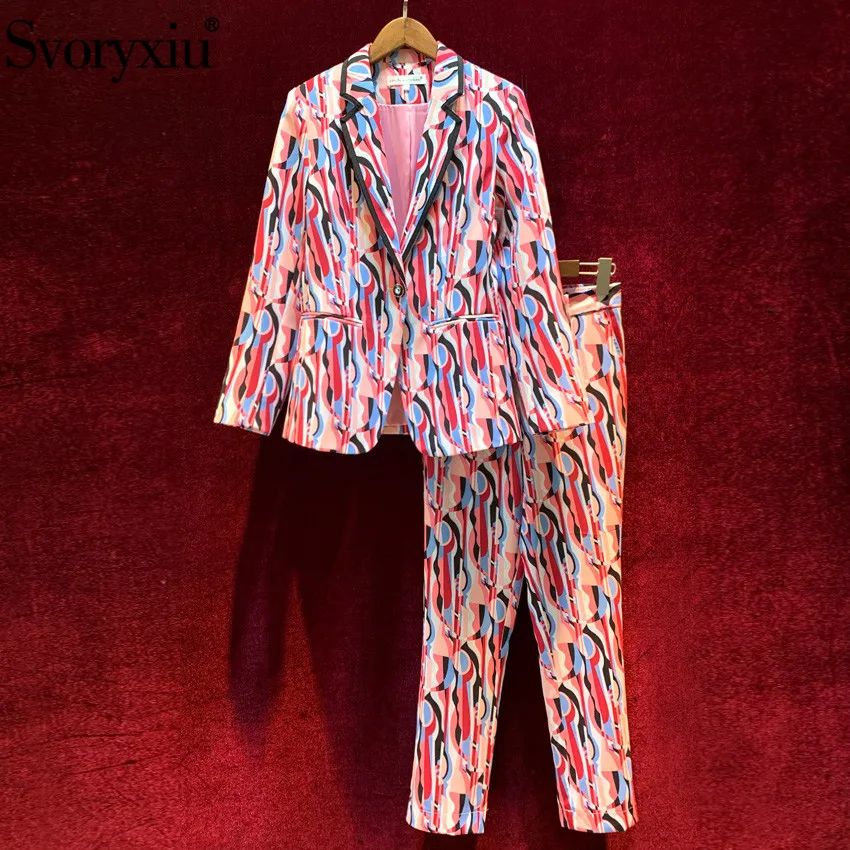 Женский офисный костюм из двух предметов Svoryxiu, разноцветный блейзер с длинным рукавом и одной пуговицей и брюки на осень 2019
Женский офисный костюм из двух предметов Svoryxiu, разноцветный блейзер с длинным рукавом и одной пуговицей и брюки на осень 2019
