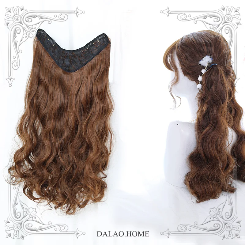 

High Quality V-Shaped Wig Slice Long Curly Hair a Slice Style Invisible Traceless Hair Extensions Natural Wig