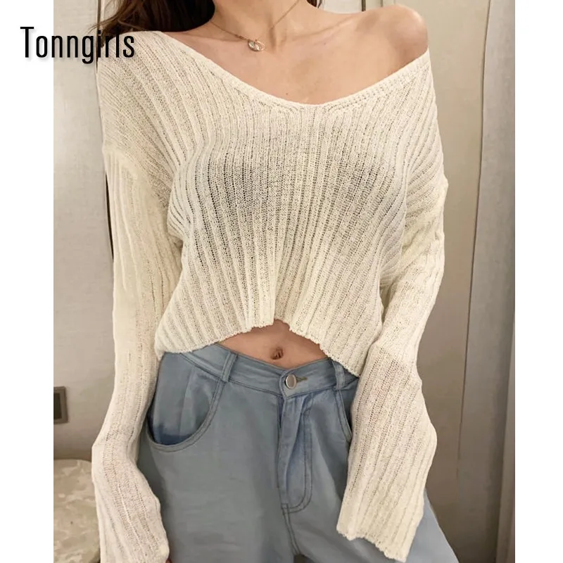 Tonngirls Spring Women Casual Loose V-neck Knitted Long Sleeve T-shirt Autumn Sexy Club Solid Off Shoulder Thin Crop Tops Shirt
Tonngirls Spring Women Casual Loose V-neck Knitted Long Sleeve T-shirt Autumn Sexy Club Solid Off Shoulder Thin Crop Tops Shirt