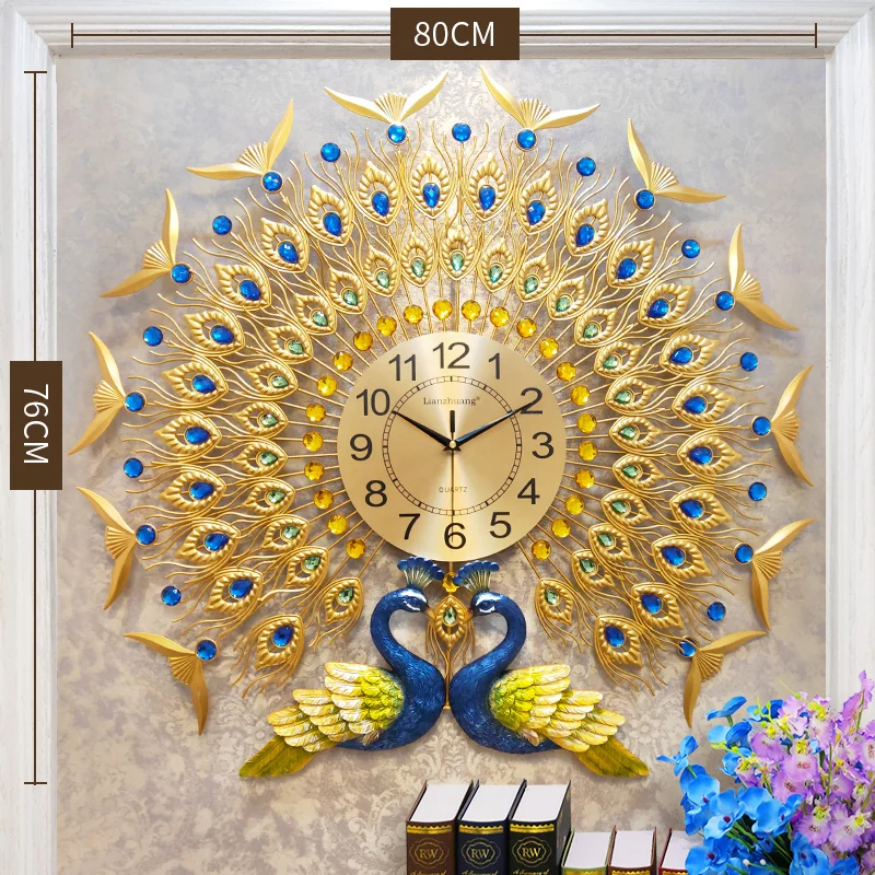 Peacock Metal Wall Clock Crystal Luxury Creative Nordic Wall Clock Design Living Room Reloj Pared Grande Home Decor WE50WC
Peacock Metal Wall Clock Crystal Luxury Creative Nordic Wall Clock Design Living Room Reloj Pared Grande Home Decor WE50WC