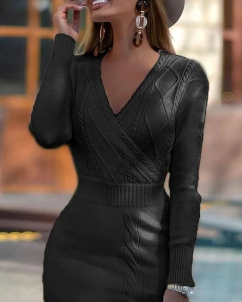 2021 autumn winter v-neck short lantern sleeve thick sweater dress fur dress women loose mini dress Female chic straight dress 
2021 autumn winter v-neck short lantern sleeve thick sweater dress fur dress women loose mini dress Female chic straight dress
