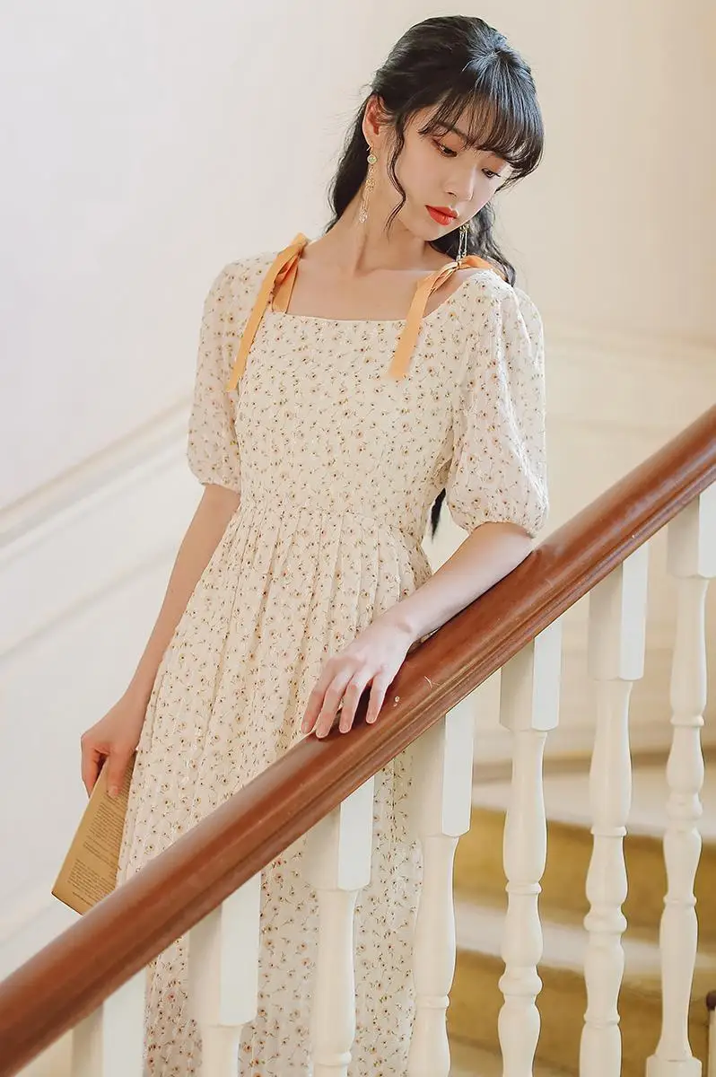 COIGARSAM French Style Floral Print Women One-Piece Dress Korean Chiffon Dresses Apricot 1878
COIGARSAM French Style Floral Print Women One-Piece Dress Korean Chiffon Dresses Apricot 1878