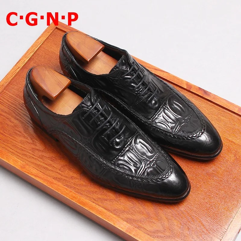 CGNP Luxury Fashion Calf Genuine Leather Pointed Toe Lace-up Business Formal Shoes Men Oxfords Dress Shoes Male Office Shoes
CGNP Luxury Fashion Calf Genuine Leather Pointed Toe Lace-up Business Formal Shoes Men Oxfords Dress Shoes Male Office Shoes