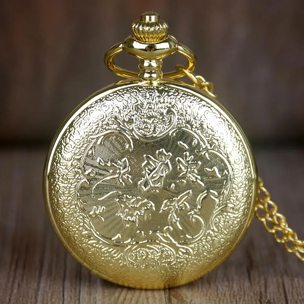 Retro Hollow Golden Horse Quartz Pocket Watches With Necklace Chain Jewelry Gift For Men Women Birtday Christmas |