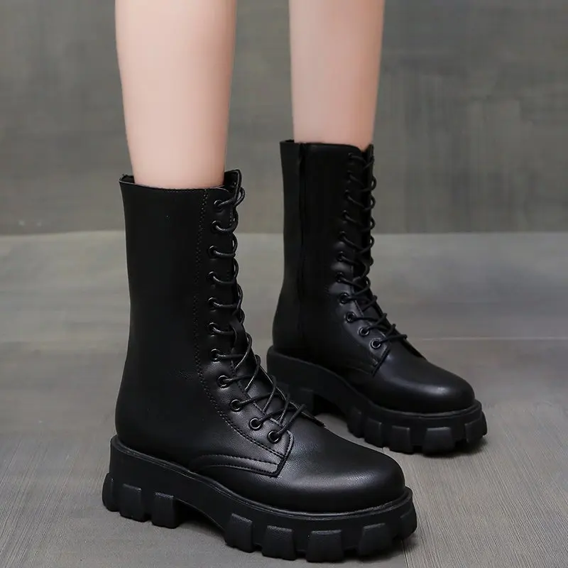 Mazefeng White Black PU Leather Ankle Boots Women Autumn Winter Round Toe Lace Up Shoes Woman Fashion Motorcycle Platform Botas
Mazefeng White Black PU Leather Ankle Boots Women Autumn Winter Round Toe Lace Up Shoes Woman Fashion Motorcycle Platform Botas