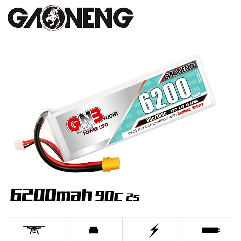 GAONENG GNB 6200 мАч 7,4 В T/XT60/XT90/EC5 разъем 90C MAX 180C 2S DIY LiPo батарея для FPV гоночного дрона RC квадрокоптера запасные части
GAONENG GNB 6200 мАч 7,4 В T/XT60/XT90/EC5 разъем 90C MAX 180C 2S DIY LiPo батарея для FPV гоночного дрона RC квадрокоптера запасные части