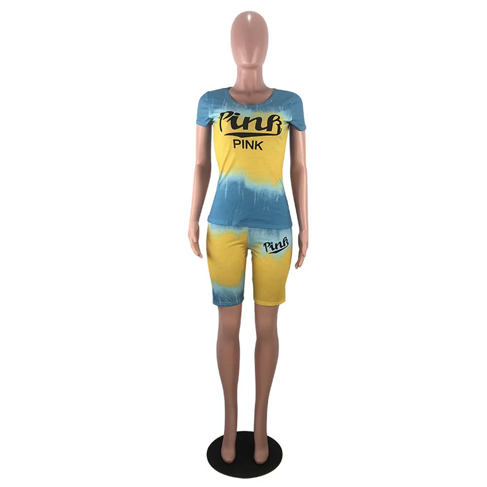 Tie Dyeing Letter Print Two Piece Set Women Tracksuit O Neck Short Sleeve T Shirt Top and Sporty Short Legging Lounge Wear Suits
Tie Dyeing Letter Print Two Piece Set Women Tracksuit O Neck Short Sleeve T Shirt Top and Sporty Short Legging Lounge Wear Suits