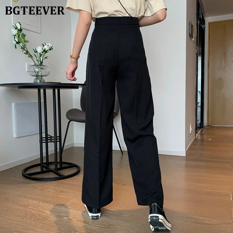 BGTEEVER High Waist Pockets Ladies Straight Leg Solid Trousers 2020 Summer Pantalon Streetwear Casual Loose Female Suit Pants
BGTEEVER High Waist Pockets Ladies Straight Leg Solid Trousers 2020 Summer Pantalon Streetwear Casual Loose Female Suit Pants
