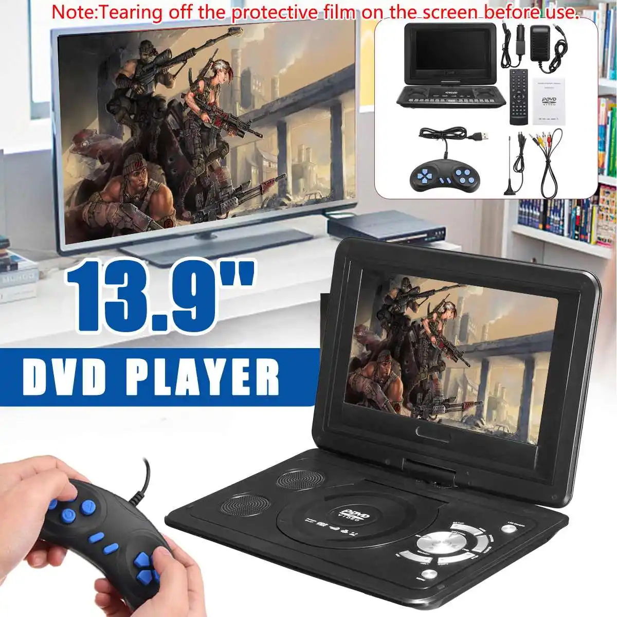 Мини Портативный DVD плеер LEORY 13 9 дюйма MP3 CD цифровой мультимедийный проигрыватель