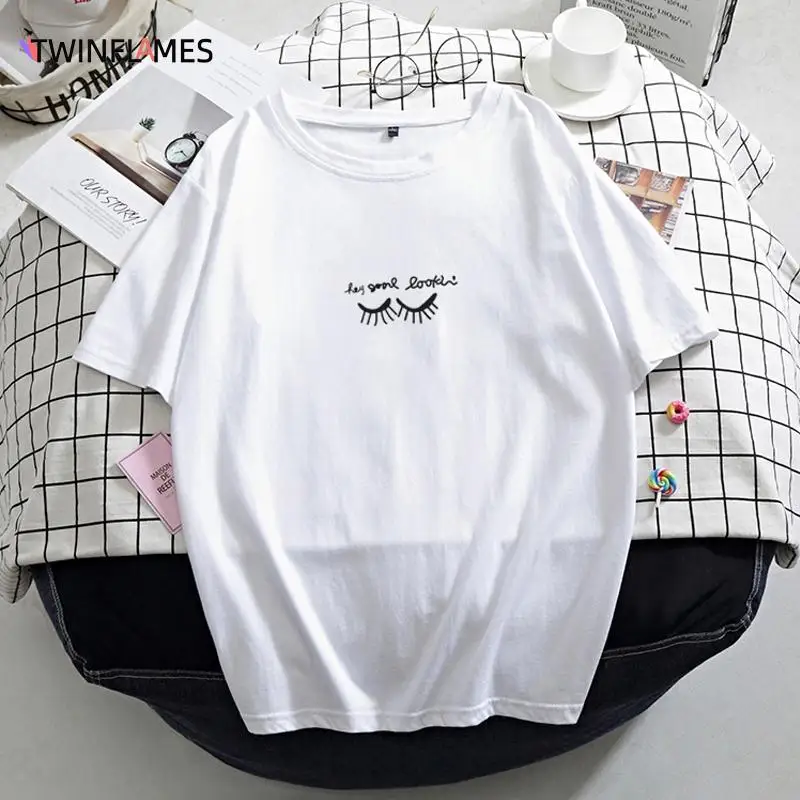 TWINFLAMES 2022 Summer New Eyelash Printed T Shirt Harajuku Women Oversized Cotton Tees Soft Female Jumper Top Ladies Clothing
TWINFLAMES 2022 Summer New Eyelash Printed T Shirt Harajuku Women Oversized Cotton Tees Soft Female Jumper Top Ladies Clothing