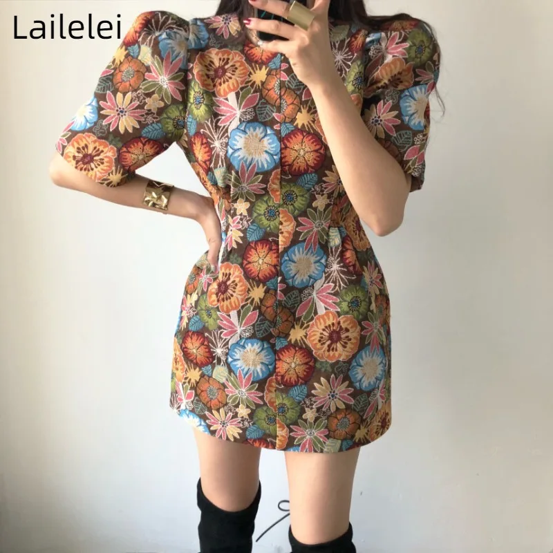 Retro Printed Mini Dress Puff Sleeve Mini O Neck Robe 2022 New Spring Summer Linen Dresses Korean Elegant Lady jurk
Retro Printed Mini Dress Puff Sleeve Mini O Neck Robe 2022 New Spring Summer Linen Dresses Korean Elegant Lady jurk
