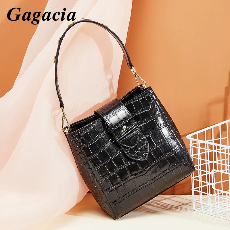 GAGACIA Women's Bucket Bag Handbag Cow Leather Female Luxury Handbags Black Genuine Leather Ladies Shoulder Bags With 2 Straps
GAGACIA Women's Bucket Bag Handbag Cow Leather Female Luxury Handbags Black Genuine Leather Ladies Shoulder Bags With 2 Straps