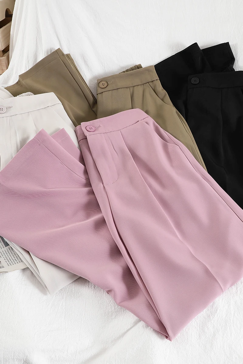 Spring Korean Draping high-waist straight-leg pants Fashion wild loose slim pants solid color trousers Elegant suit pants women
Spring Korean Draping high-waist straight-leg pants Fashion wild loose slim pants solid color trousers Elegant suit pants women