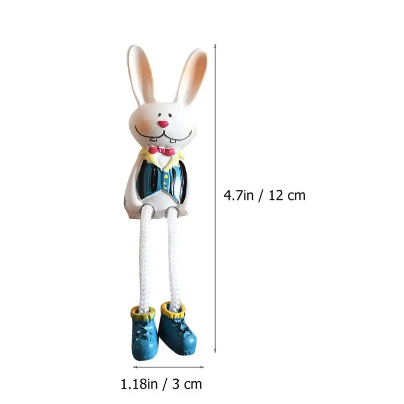 4Pcs Bunny Dolls Adornment Desktop Resin Artware Decorative Ornaments For Home Easter Hanging Feet Doll | Дом и сад