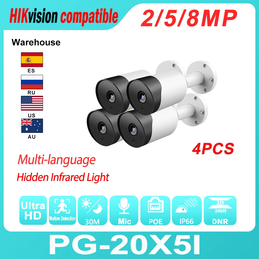 Совместимая IP-камера Hikvision, 4 шт., PoE, 5 МП, встроенный микрофон, H.265, ИК расстояние 30 м, обнаружение движения, видеонаблюдение, мини-пуля
Совместимая IP-камера Hikvision, 4 шт., PoE, 5 МП, встроенный микрофон, H.265, ИК расстояние 30 м, обнаружение движения, видеонаблюдение, мини-пуля