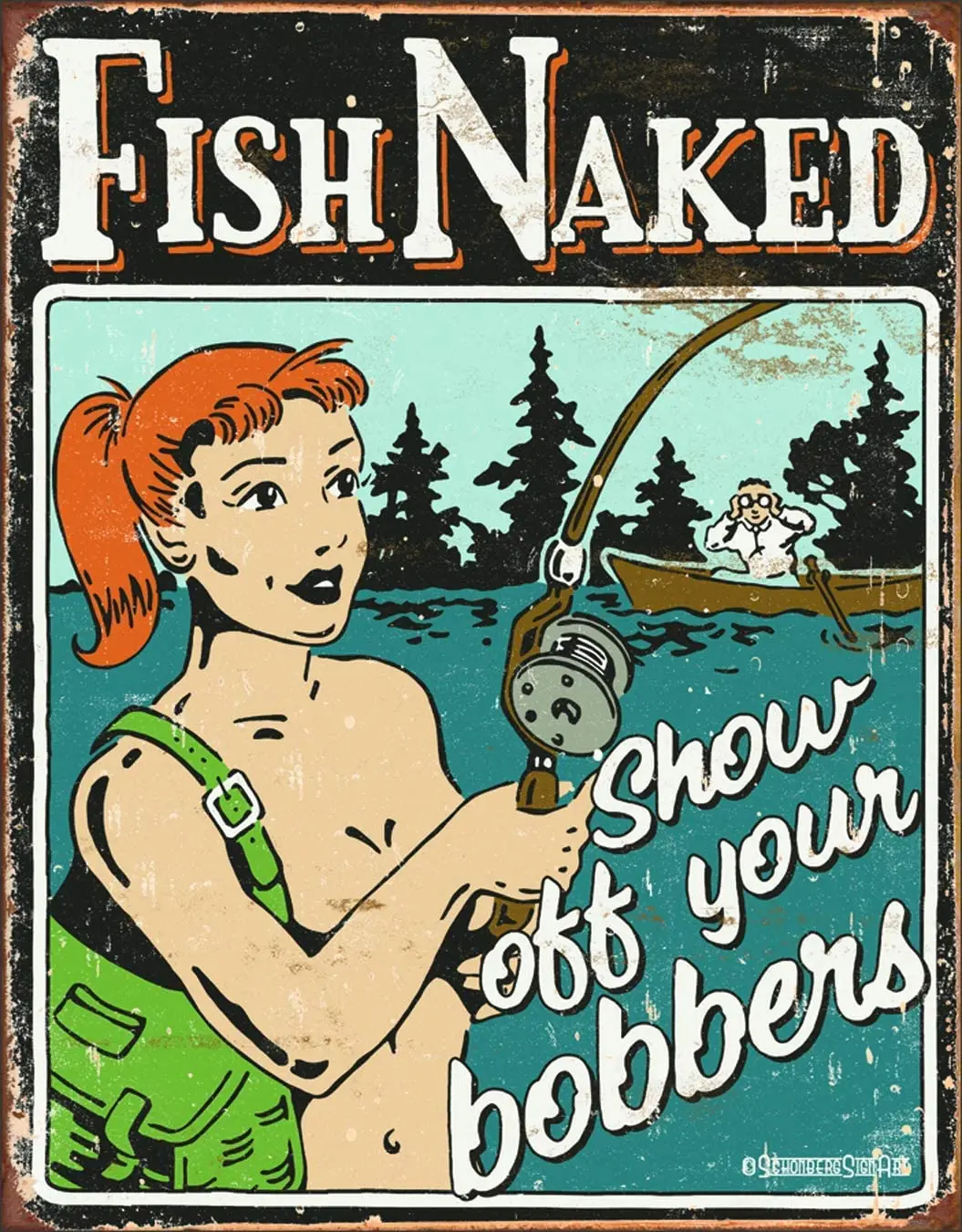 AIDANDAN Bar Rules Tin Sign Schonberg - Fish Naked Show Off Your Bobbers Old Design Tin Signs Vintage Metal 20 X 30 cm
AIDANDAN Bar Rules Tin Sign Schonberg - Fish Naked Show Off Your Bobbers Old Design Tin Signs Vintage Metal 20 X 30 cm