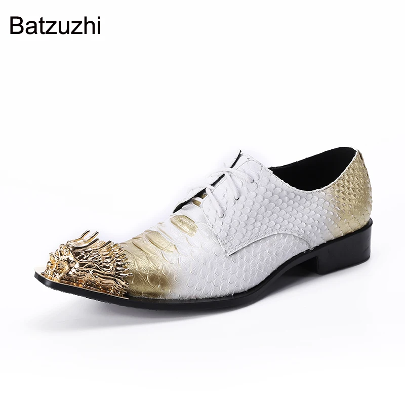 Batzuzhi Italian Style Men Shoes Golden Steel Toe Leather Dress Shoes Men Lace-up White Business, Party and Wedding Shoes Male
Batzuzhi Italian Style Men Shoes Golden Steel Toe Leather Dress Shoes Men Lace-up White Business, Party and Wedding Shoes Male