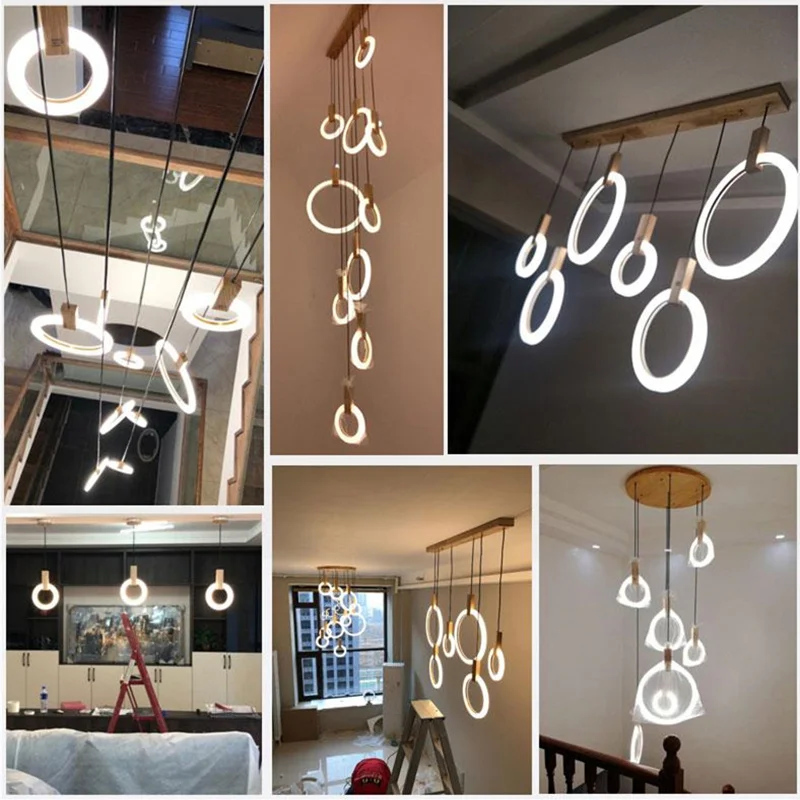 Modern Chandelier Wooden Ring Chandelier lighting Nordic minimalist designer stairs multi ring art lamp Wood lustre Drop ship
Modern Chandelier Wooden Ring Chandelier lighting Nordic minimalist designer stairs multi ring art lamp Wood lustre Drop ship